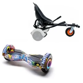 6.5 inch Hoverboard with Suspensions Hoverkart, Transformers HipHop PRO, Extended Range and Black Seat with Double Suspension Set, Smart Balance