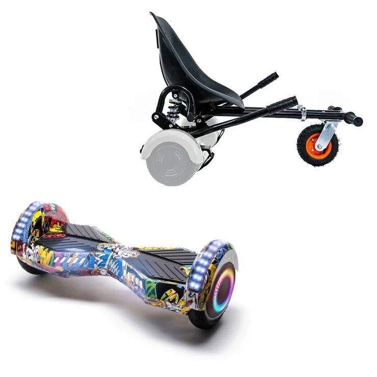 6.5 inch Hoverboard met Schokdempers Hoverkart, Transformers HipHop PRO, Verlengde Afstand en Zwarte Hoverkart met Schokdempers, Smart Balance