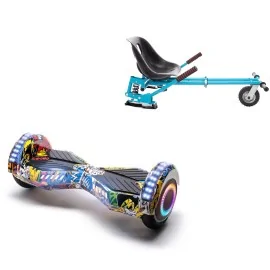 6.5 inch Hoverboard with Suspensions Hoverkart, Transformers HipHop PRO, Extended Range and Blue Seat with Double Suspension Set, Smart Balance