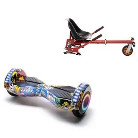6.5 inch Hoverboard with Suspensions Hoverkart, Transformers HipHop PRO, Extended Range and Red Seat with Double Suspension Set, Smart Balance