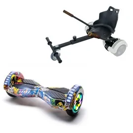 8 inch Hoverboard with Standard Hoverkart, Transformers HipHop PRO, Extended Range and Black Ergonomic Seat, Smart Balance