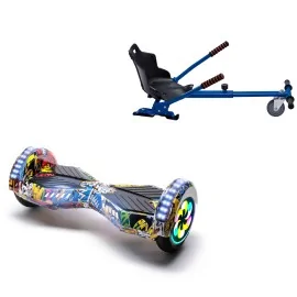 8 inch Hoverboard with Standard Hoverkart, Transformers HipHop PRO, Extended Range and Blue Ergonomic Seat, Smart Balance