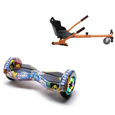 8 inch Hoverboard with Standard Hoverkart, Transformers HipHop PRO, Standard Range and Orange Ergonomic Seat, Smart Balance