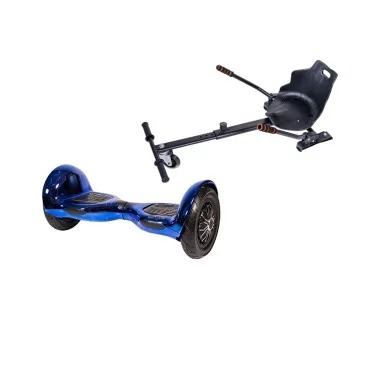 10 inch Hoverboard with Standard Hoverkart, Off-Road ElectroBlue, Extended Range and Black Ergonomic Seat, Smart Balance