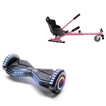 6.5 inch Hoverboard with Standard Hoverkart, Transformers Carbon PRO, Extended Range and Pink Ergonomic Seat, Smart Balance