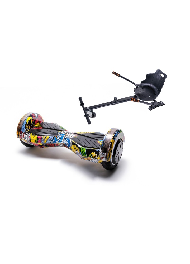Hoverboard Paket Go-Kart, Smart Balance Transformers HipHop, 8 Zoll, Doppelmotoren 36V, 700 Watt, Bluetooth-Lautsprecher, LED-Le