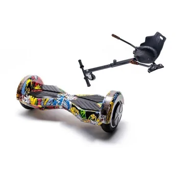 Hoverboard Go-Kart Pack, Smart Balance Transformers HipHop, 8 Tommer, dubbele motoren 36V, 700 Wat, Bluetooth-luidsprekers, LED
