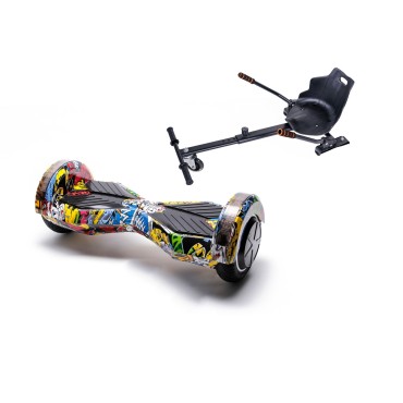 Paquet Go-Kart Hoverboard, Smart Balance Transformers HipHop, 8 Pouces, Deux Moteurs 36V, 700Watts, Bluetooth, Lumieres LED , Ho