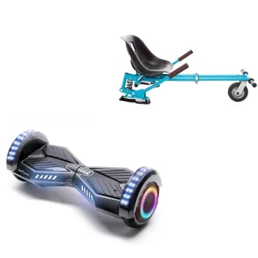 6.5 inch Hoverboard with Suspensions Hoverkart, Transformers Carbon PRO, Extended Range and Blue Seat with Double Suspension Set, Smart Balance
