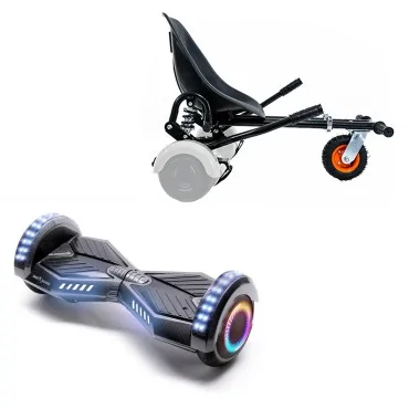 6.5 inch Hoverboard with Suspensions Hoverkart, Transformers Carbon PRO, Standard Range and Black Seat with Double Suspension Set, Smart Balance