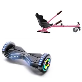 8 inch Hoverboard with Standard Hoverkart, Transformers Carbon PRO, Extended Range and Pink Ergonomic Seat, Smart Balance