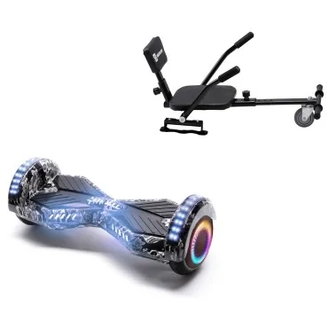 6.5 inch Hoverboard with Comfort Hoverkart, Transformers SkullHead PRO, Extended Range and Black Comfort Seat, Smart Balance