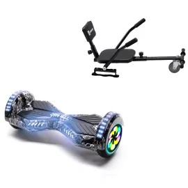 8 inch Hoverboard with Comfort Hoverkart, Transformers SkullHead PRO, Extended Range and Black Comfort Seat, Smart Balance