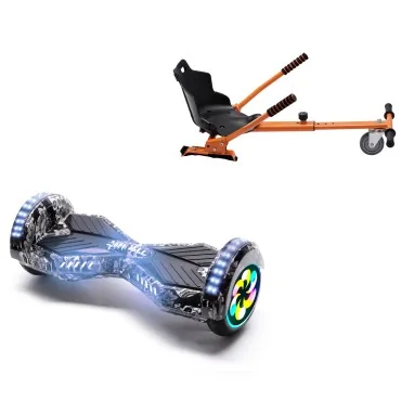 Paket Hoverboard Standard Go Kart 8 tums, Transformers SkullHead PRO, Lång Räckvidd och Orange Hoverkart, Smart Balance