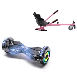 8 inch Hoverboard with Standard Hoverkart, Transformers SkullHead PRO, Extended Range and Pink Ergonomic Seat, Smart Balance