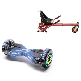 8 inch Hoverboard with Suspensions Hoverkart, Transformers SkullHead PRO, Extended Range and Red Seat with Double Suspension Set, Smart Balance
