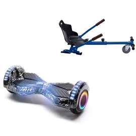 6.5 inch Hoverboard with Standard Hoverkart, Transformers SkullHead PRO, Extended Range and Blue Ergonomic Seat, Smart Balance