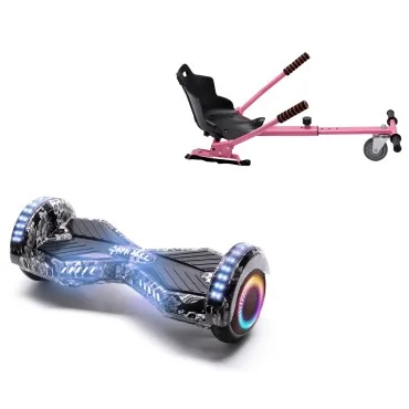 6.5 inch Hoverboard with Standard Hoverkart, Transformers SkullHead PRO, Extended Range and Pink Ergonomic Seat, Smart Balance