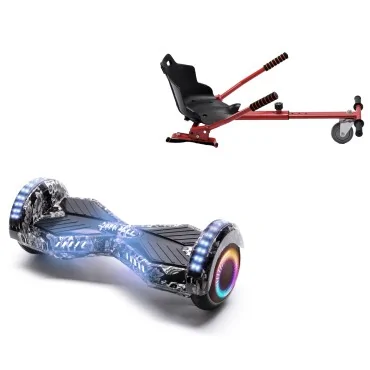 6.5 inch Hoverboard with Standard Hoverkart, Transformers SkullHead PRO, Extended Range and Red Ergonomic Seat, Smart Balance