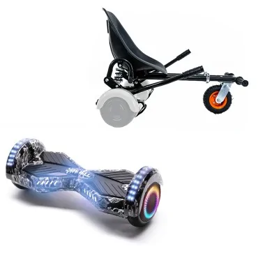 6.5 inch Hoverboard with Suspensions Hoverkart, Transformers SkullHead PRO, Extended Range and Black Seat with Double Suspension Set, Smart Balance