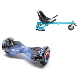 6.5 inch Hoverboard with Suspensions Hoverkart, Transformers SkullHead PRO, Extended Range and Blue Seat with Double Suspension Set, Smart Balance