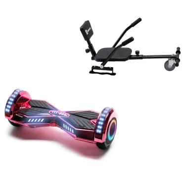 6.5 inch Hoverboard with Comfort Hoverkart, Transformers ElectroPink PRO, Extended Range and Black Comfort Seat, Smart Balance