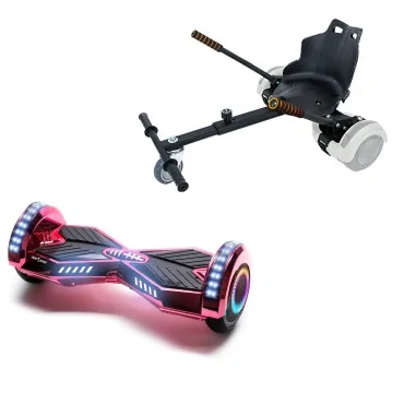 6.5 inch Hoverboard with Standard Hoverkart, Transformers ElectroPink PRO, Extended Range and Black Ergonomic Seat, Smart Balance