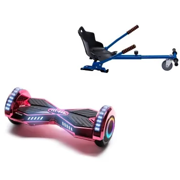 6.5 inch Hoverboard with Standard Hoverkart, Transformers ElectroPink PRO, Extended Range and Blue Ergonomic Seat, Smart Balance