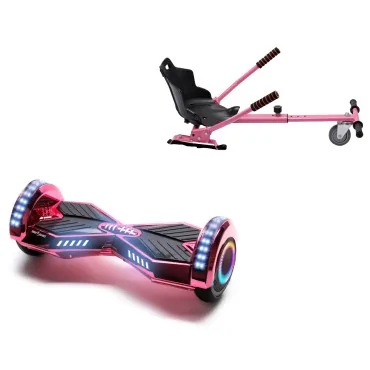6.5 inch Hoverboard with Standard Hoverkart, Transformers ElectroPink PRO, Extended Range and Pink Ergonomic Seat, Smart Balance