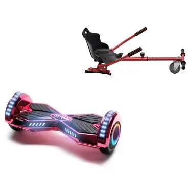 6.5 inch Hoverboard with Standard Hoverkart, Transformers ElectroPink PRO, Extended Range and Red Ergonomic Seat, Smart Balance