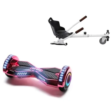 6.5 inch Hoverboard with Standard Hoverkart, Transformers ElectroPink PRO, Extended Range and White Ergonomic Seat, Smart Balance