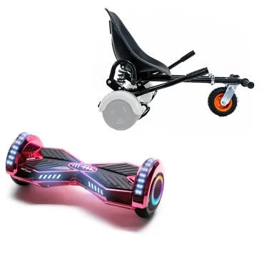 6.5 inch Hoverboard with Suspensions Hoverkart, Transformers ElectroPink PRO, Extended Range and Black Seat with Double Suspension Set, Smart Balance