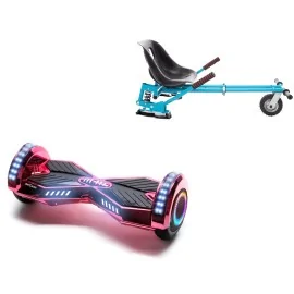 6.5 inch Hoverboard with Suspensions Hoverkart, Transformers ElectroPink PRO, Extended Range and Blue Seat with Double Suspension Set, Smart Balance