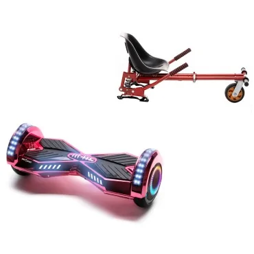 6.5 inch Hoverboard with Suspensions Hoverkart, Transformers ElectroPink PRO, Extended Range and Red Seat with Double Suspension Set, Smart Balance