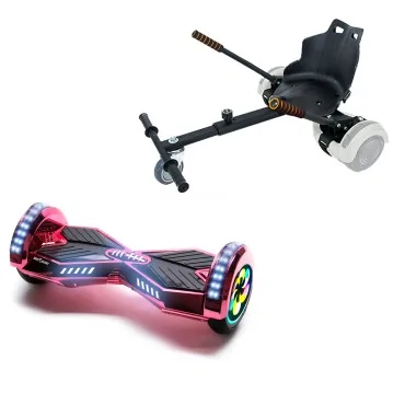 8 inch Hoverboard with Standard Hoverkart, Transformers ElectroPink PRO, Extended Range and Black Ergonomic Seat, Smart Balance