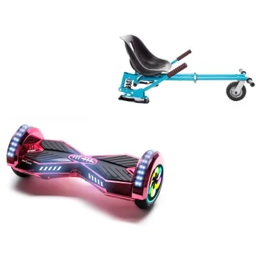8 inch Hoverboard with Suspensions Hoverkart, Transformers ElectroPink PRO, Extended Range and Blue Seat with Double Suspension Set, Smart Balance