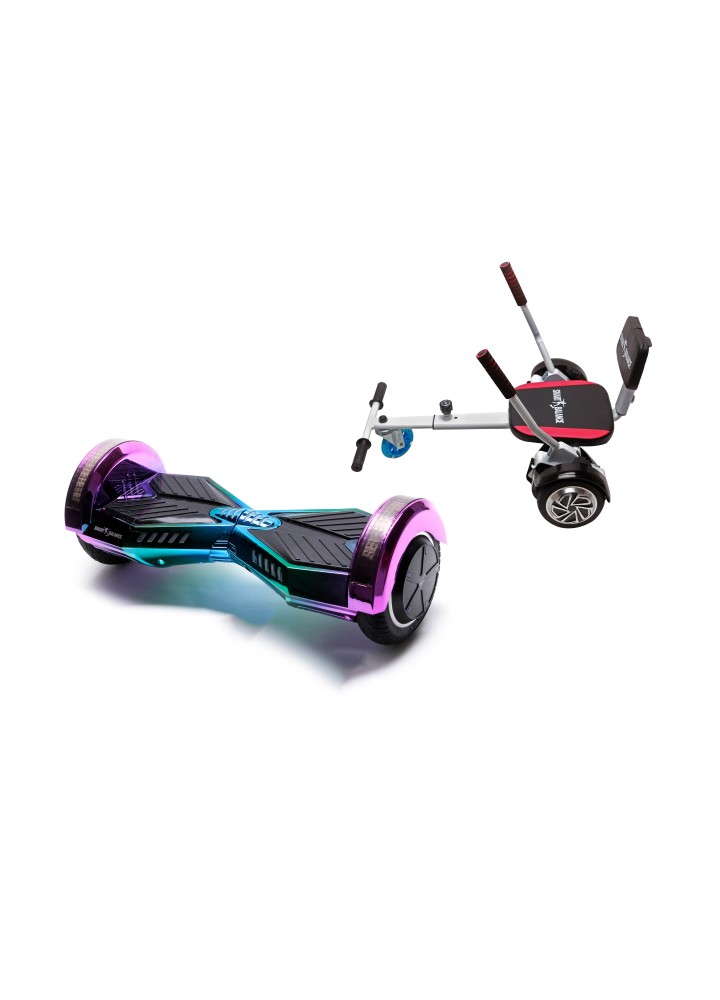 Hoverboard Go-Kart Pack, Smart Balance Transformers Dakota, 8 INCH, Dual Motors 36V, 700Wat, Bluetooth Speakers, LED Lights, Pr