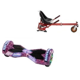 Paket Hoverboard Go Kart med Stötdämpare, 8 tums, Transformers Galaxy Pink PRO, Standard Räckvidd och Röd Hoverkart med Stötdämpare, Smart Balance