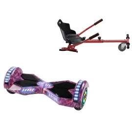 8 inch Hoverboard with Standard Hoverkart, Transformers Galaxy Pink PRO, Standard Range and Red Ergonomic Seat, Smart Balance