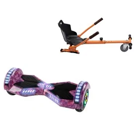 8 inch Hoverboard with Standard Hoverkart, Transformers Galaxy Pink PRO, Standard Range and Orange Ergonomic Seat, Smart Balance