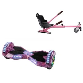 8 inch Hoverboard met Standaard Hoverkart, Transformers Galaxy Pink PRO, Verlengde Afstand en Roze Hoverkart, Smart Balance