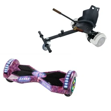 8 inch Hoverboard with Standard Hoverkart, Transformers Galaxy Pink PRO, Extended Range and Black Ergonomic Seat, Smart Balance
