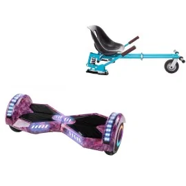 Paket Hoverboard Go Kart med Stötdämpare, 6.5 tums, Transformers Galaxy Pink PRO, Standard Räckvidd och Blå Hoverkart med Stötdämpare, Smart Balance