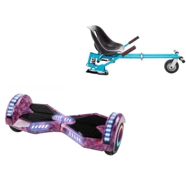 Paket Hoverboard Go Kart med Stötdämpare, 6.5 tums, Transformers Galaxy Pink PRO, Standard Räckvidd och Blå Hoverkart med Stötdämpare, Smart Balance