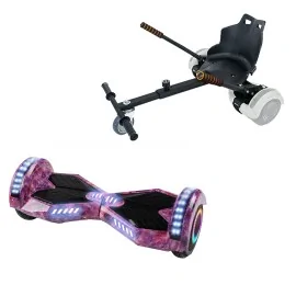 6.5 inch Hoverboard with Standard Hoverkart, Transformers Galaxy Pink PRO, Standard Range and Black Ergonomic Seat, Smart Balance