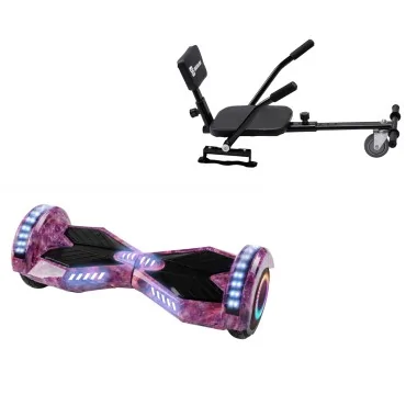 Paket Hoverboard Comfort Go Kart 6.5 tums, Transformers Galaxy Pink PRO, Lång Räckvidd och Svart Comfort Hoverkart, Smart Balance