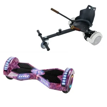 6.5 inch Hoverboard with Standard Hoverkart, Transformers Galaxy Pink PRO, Extended Range and Black Ergonomic Seat, Smart Balance
