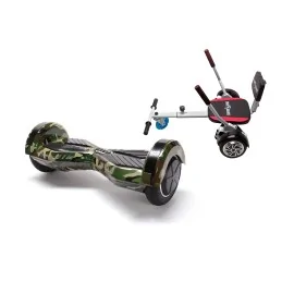 Pacchetto Hoverboard Go-Kart, Smart Balance Transformers Camouflage, 8 Pollici, Doppio Motore 36V, 700Wat, Altoparlanti Bluetoot