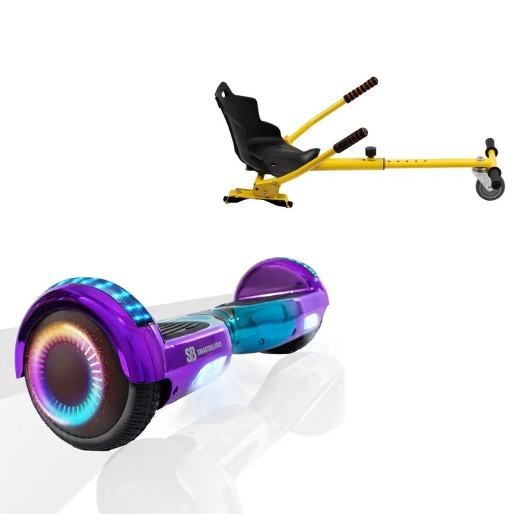 6.5 inch Hoverboard with Standard Hoverkart, Regular Dakota PRO, Standard Range and Yellow Ergonomic Seat, Smart Balance