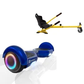 6.5 Zoll Hoverboard mit Standard Sitz, Regular Blue PowerBoard PRO, Maximale Reichweite und Gelb Hoverboard Sitz, Smart Balance